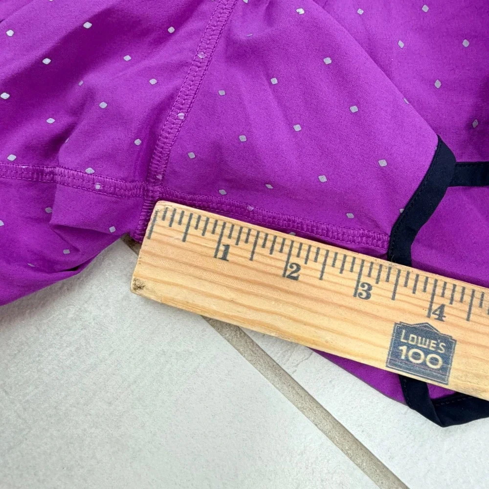 Lululemon Speed Up Shorts Purple Reflective Diamond Dot Black Trim Size 4